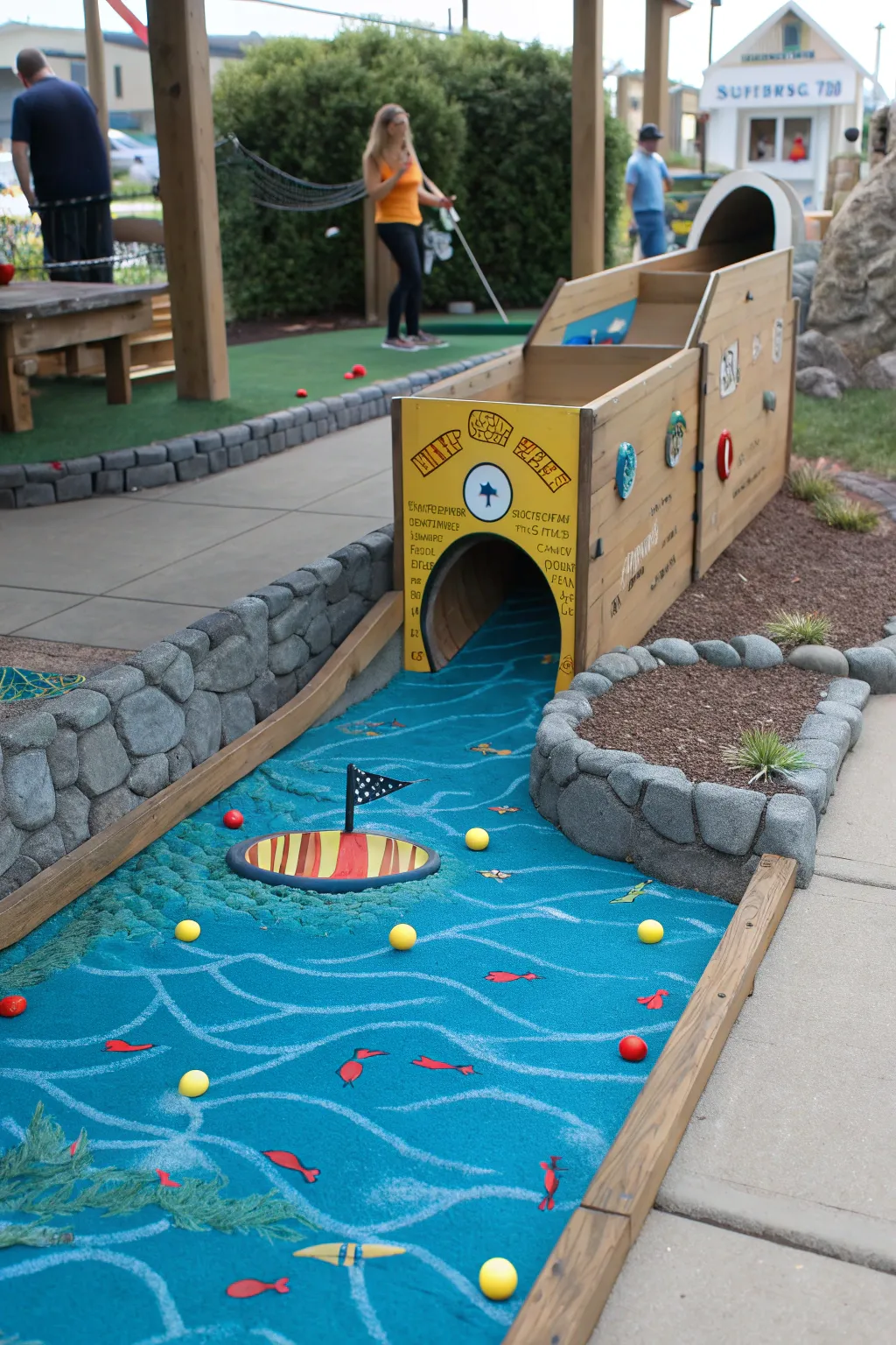 Dive into creativity with this handcrafted underwater-themed mini golf hole!