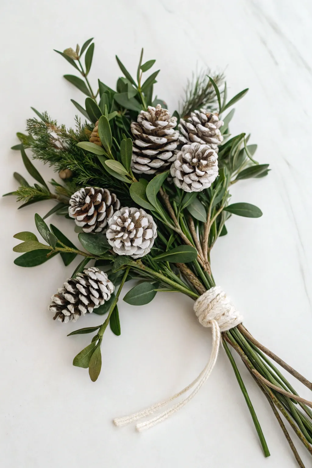 Nature's Elegance: A Minimalist Blend of Mistletoe and Pine Cones