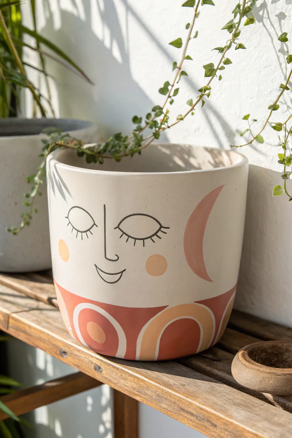 Add a touch of personality to your space with this charming ceramic pot, where simplicity meets playful elegance.