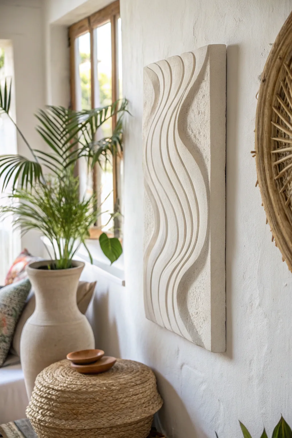 Elevate your space with modern clay wall art that blends simplicity and natural elegance.