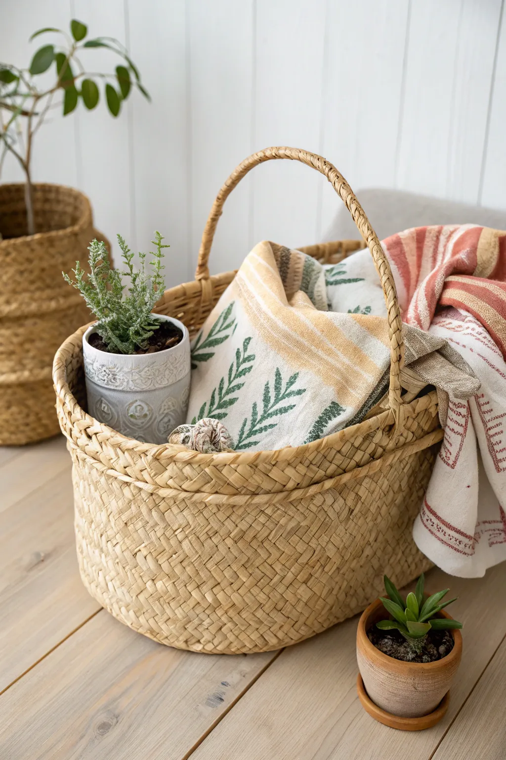 Embrace sustainability with this eco-friendly basket, a perfect blend of minimalist style and natural elegance.