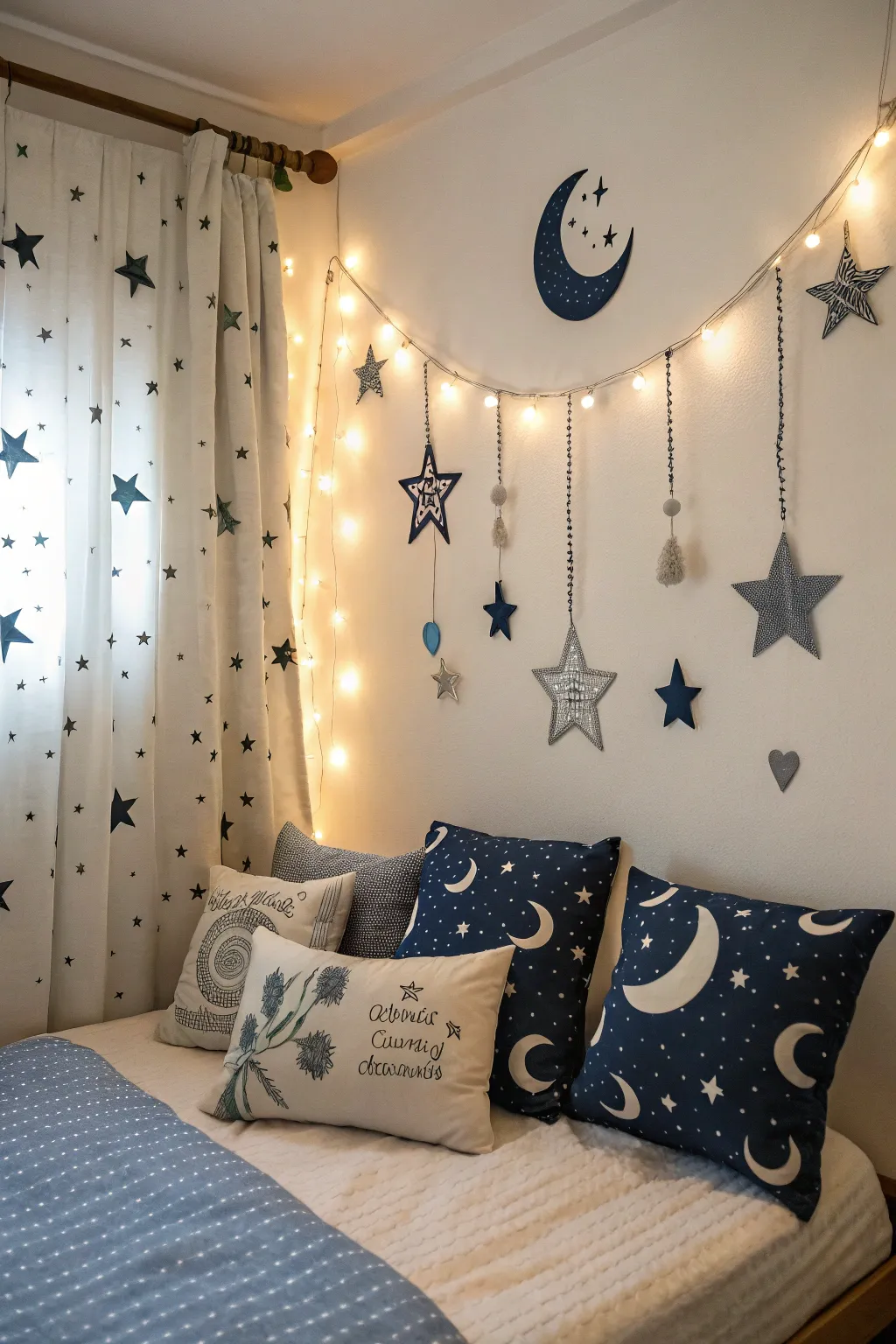 Accessories bring the celestial theme to life with subtle elegance.