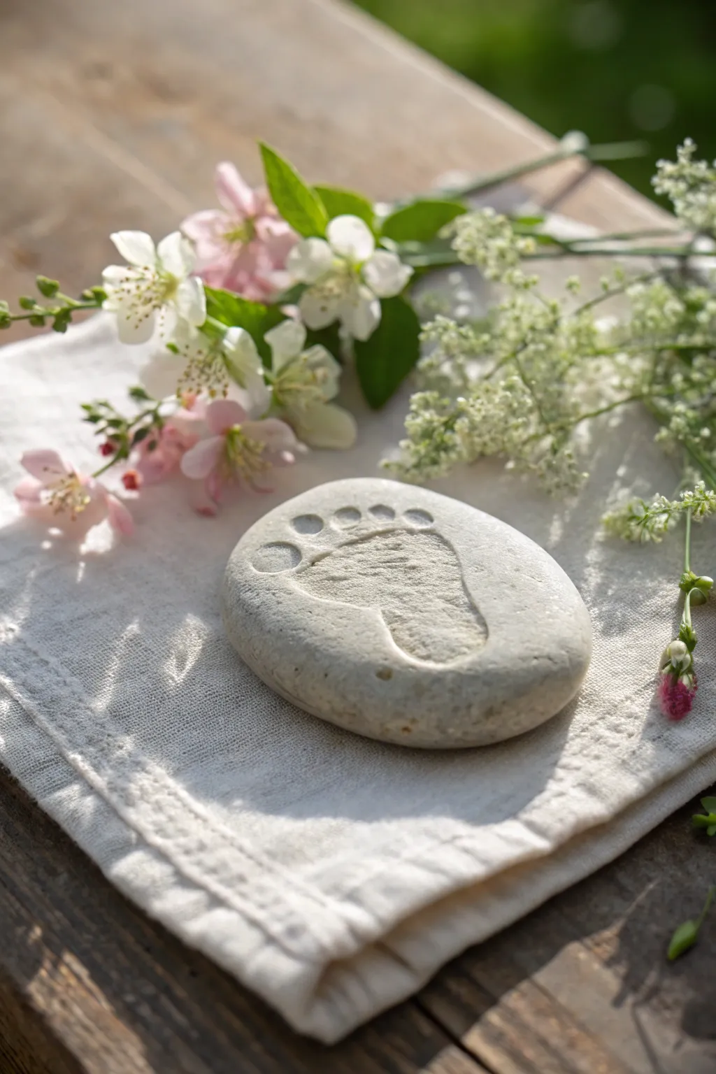 Capture precious moments with a personalized footprint garden stone – a timeless keepsake for Mother's Day.