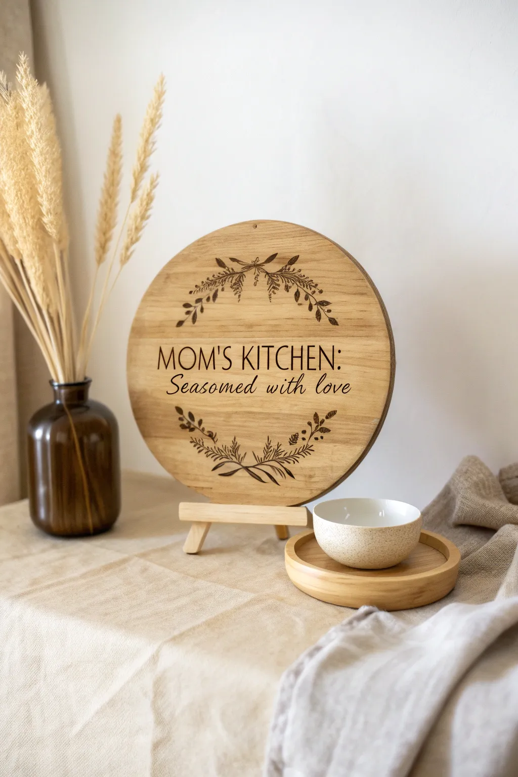 Celebrate the heart of the home with a personalized touch: 'Mom's Kitchen: Seasoned with Love.'