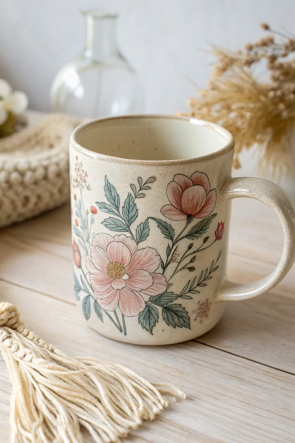 Sip in style with a touch of vintage floral charm.