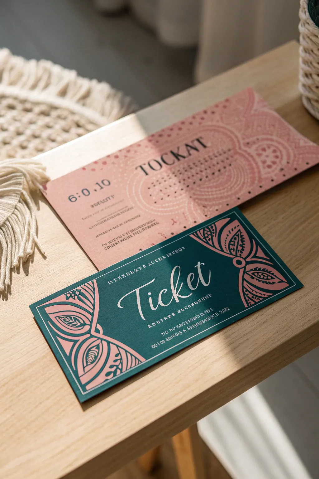 Capture the essence of music with a concert ticket card, where minimalist design meets bohemian flair.