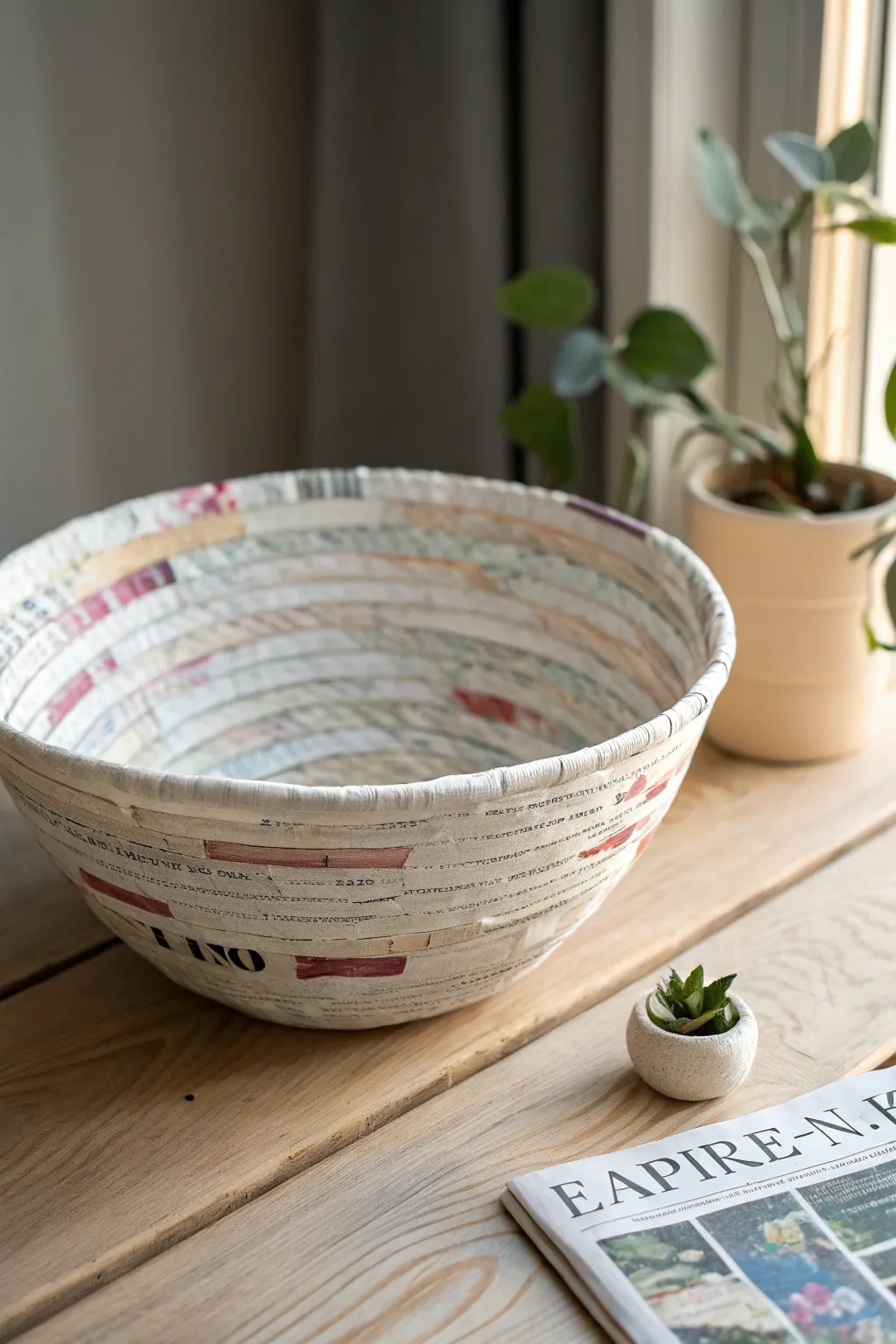 Elevate your space with handcrafted beauty: Discover the charm of newspaper paper mâché bowls.