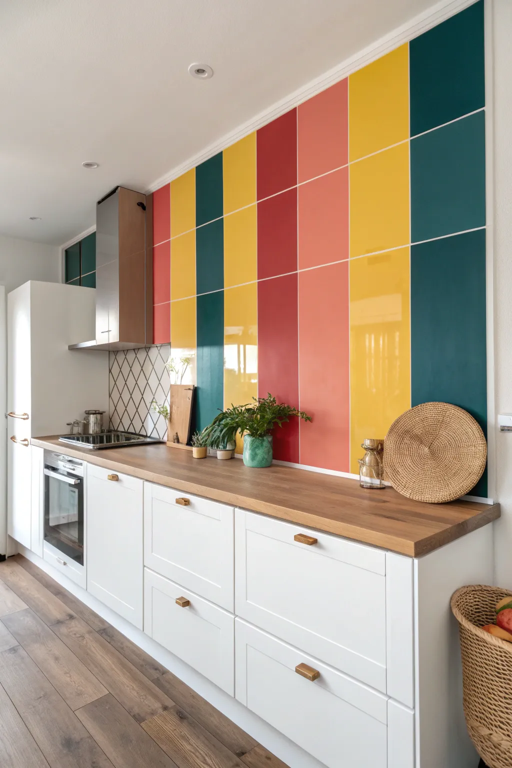 Revitalize your kitchen with a bold, grout-free backsplash that blends Scandinavian minimalism with Boho charm.