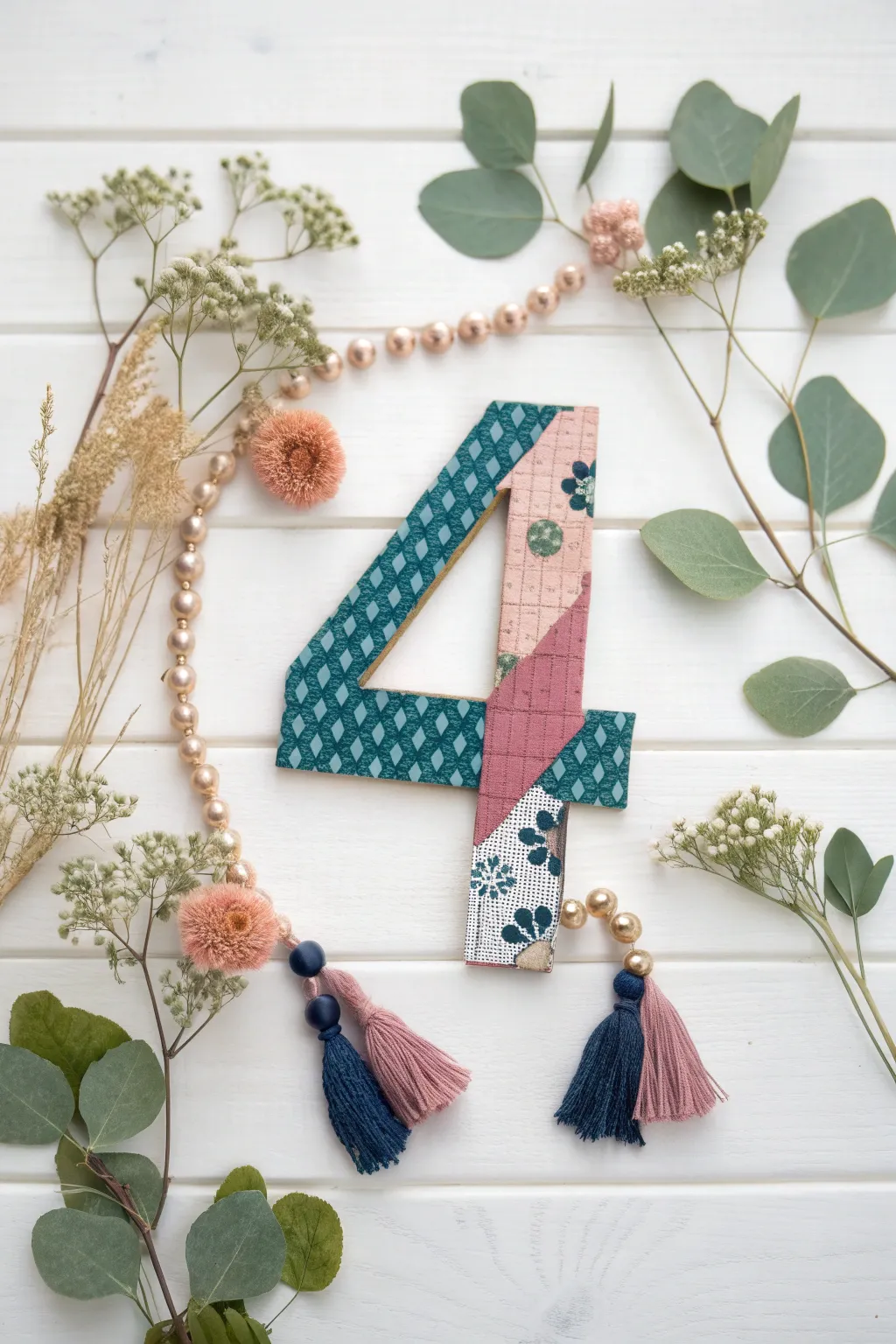 Explore textures and creativity with a stunning mixed media number 4!