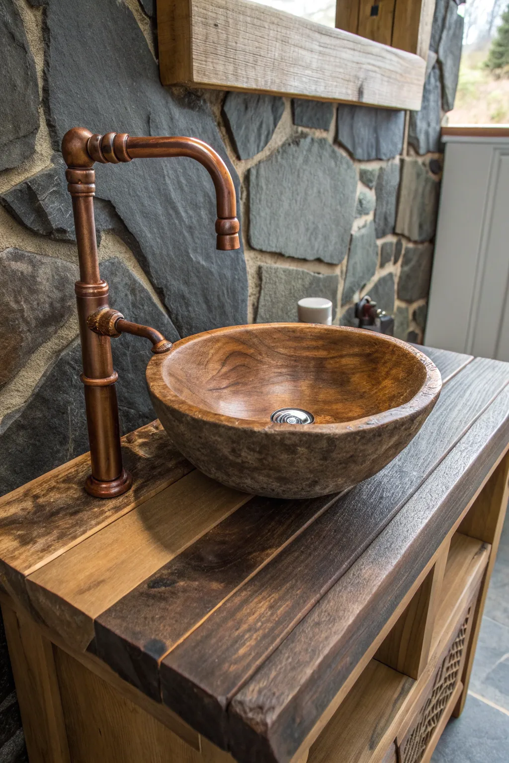 Elevate your space with the art of upcycling: a stunning sink that merges rustic charm with eco-conscious design.