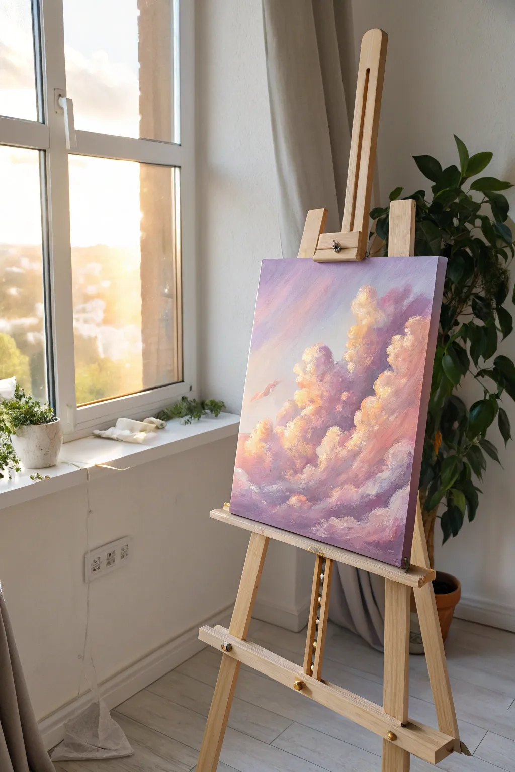 Ethereal beauty in every brushstroke – let your creativity float with glowing clouds.