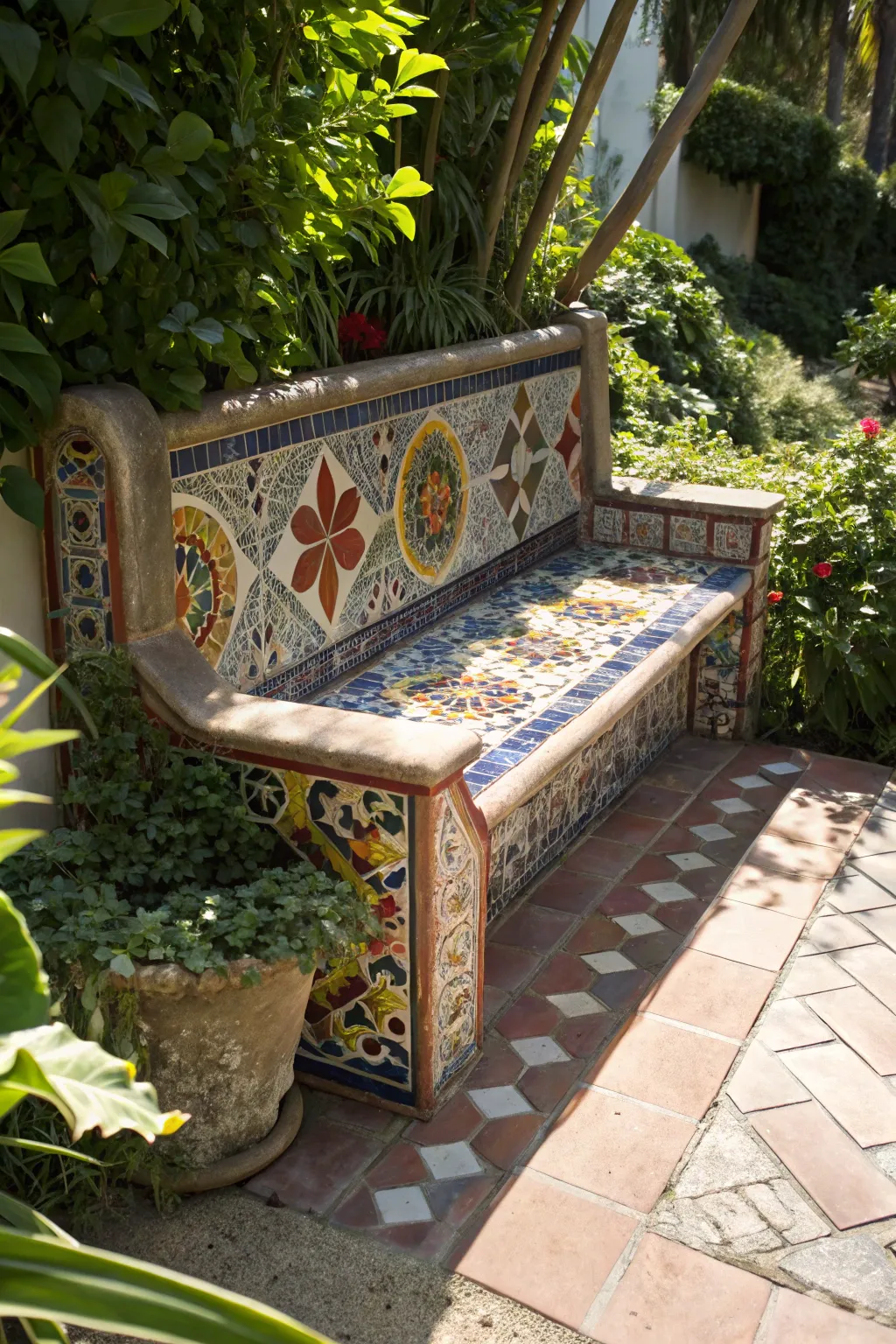 Transform your space with a handcrafted tile bench—where artistry meets tranquility.