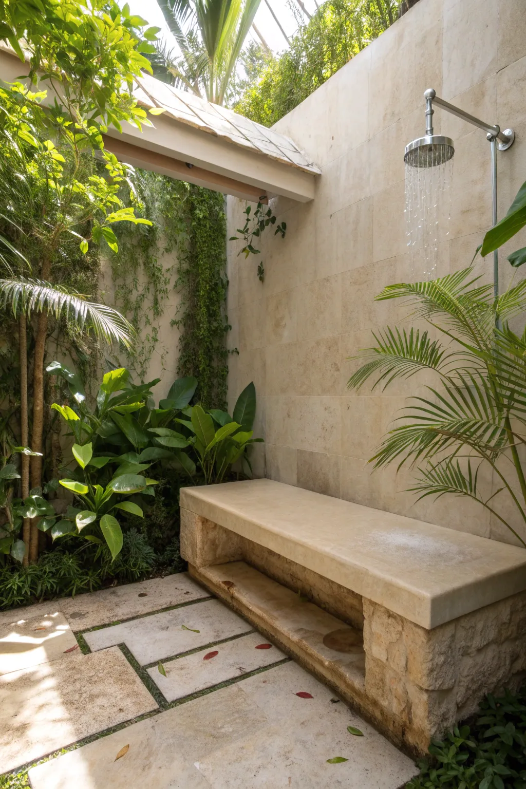 Embrace tranquility with this stunning stone bench, where craftsmanship meets nature in perfect harmony.