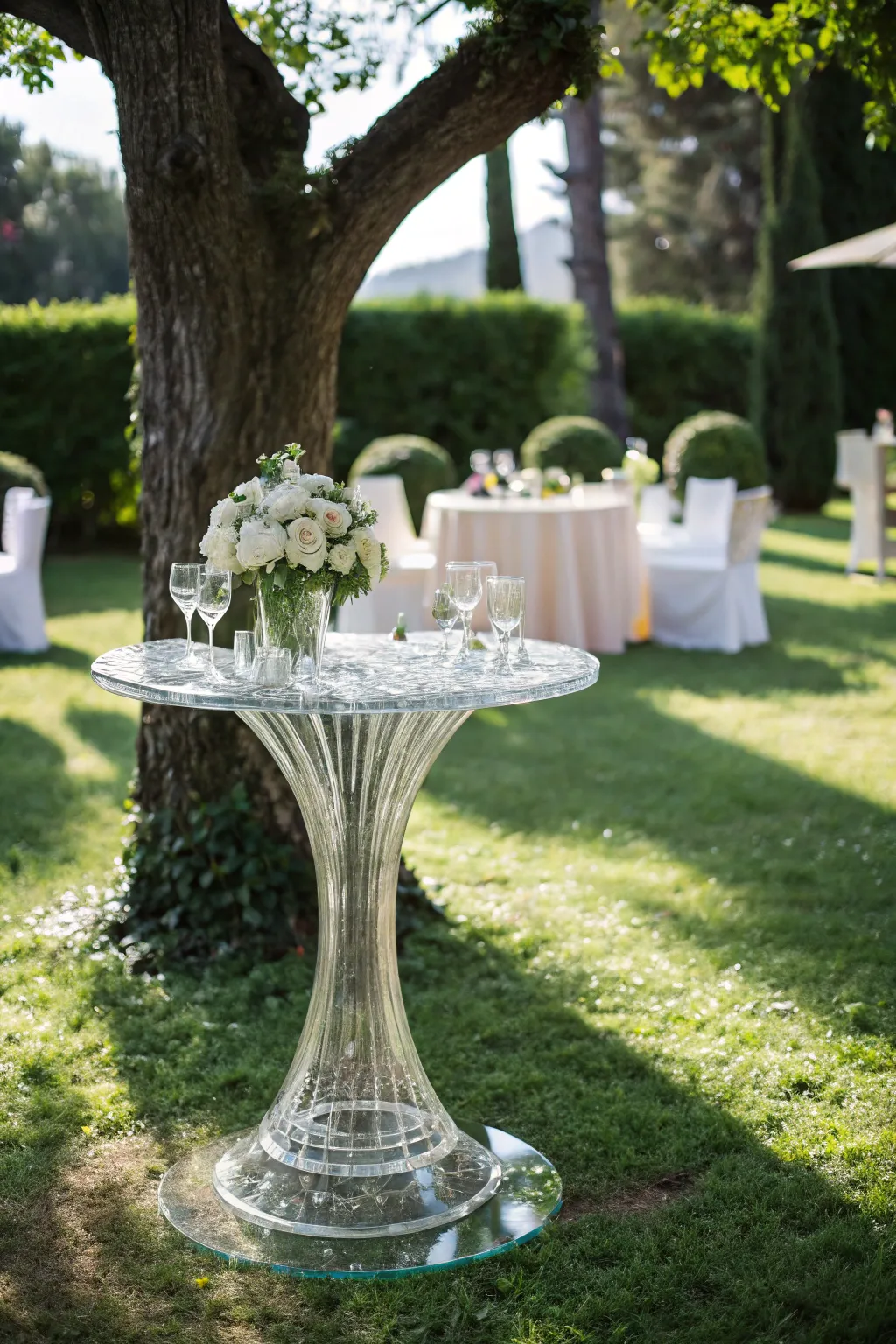 Experience the magic of outdoor dining with a table that defies gravity.