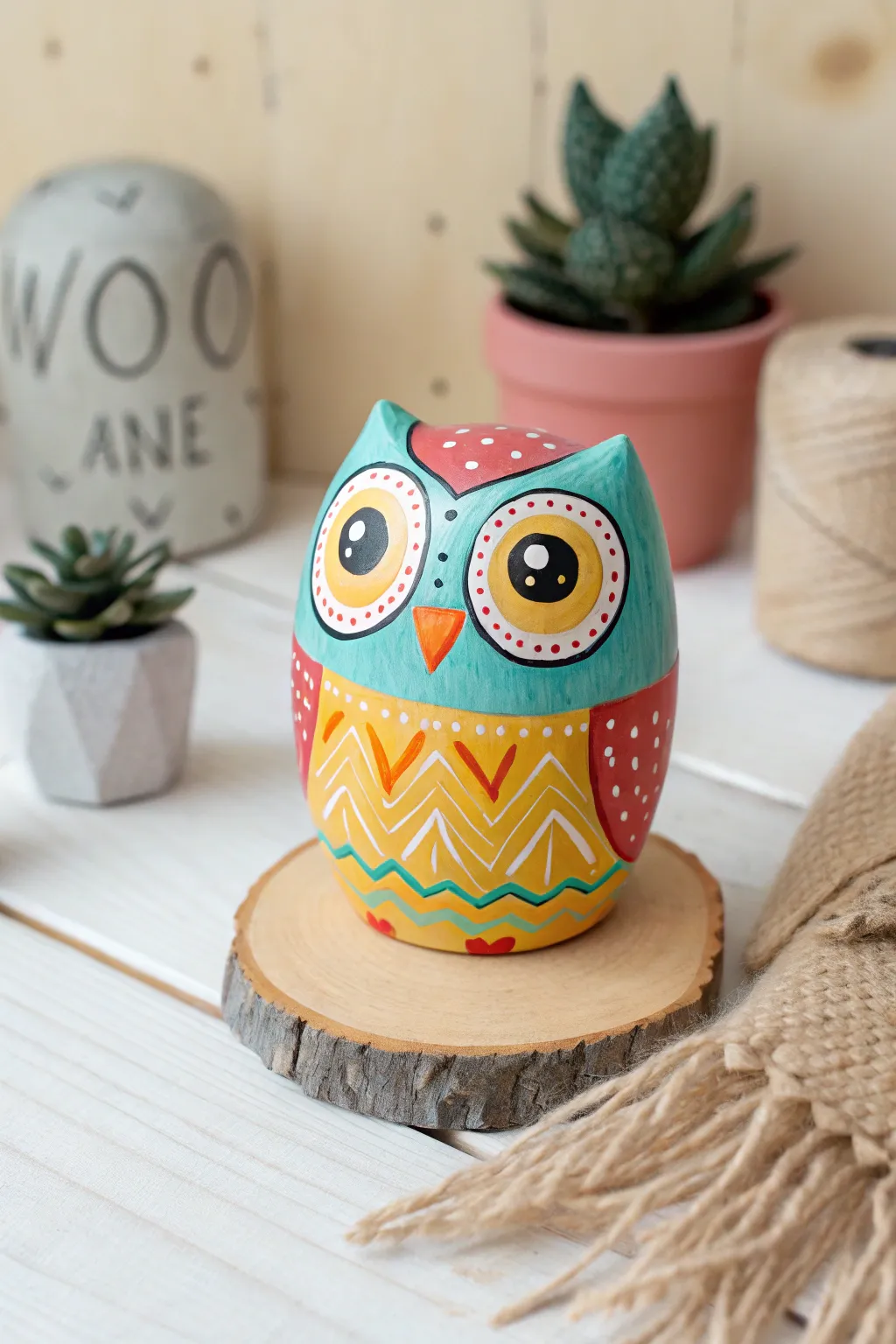 Brighten up your space with this adorable owl, where minimalist charm meets playful artistry!