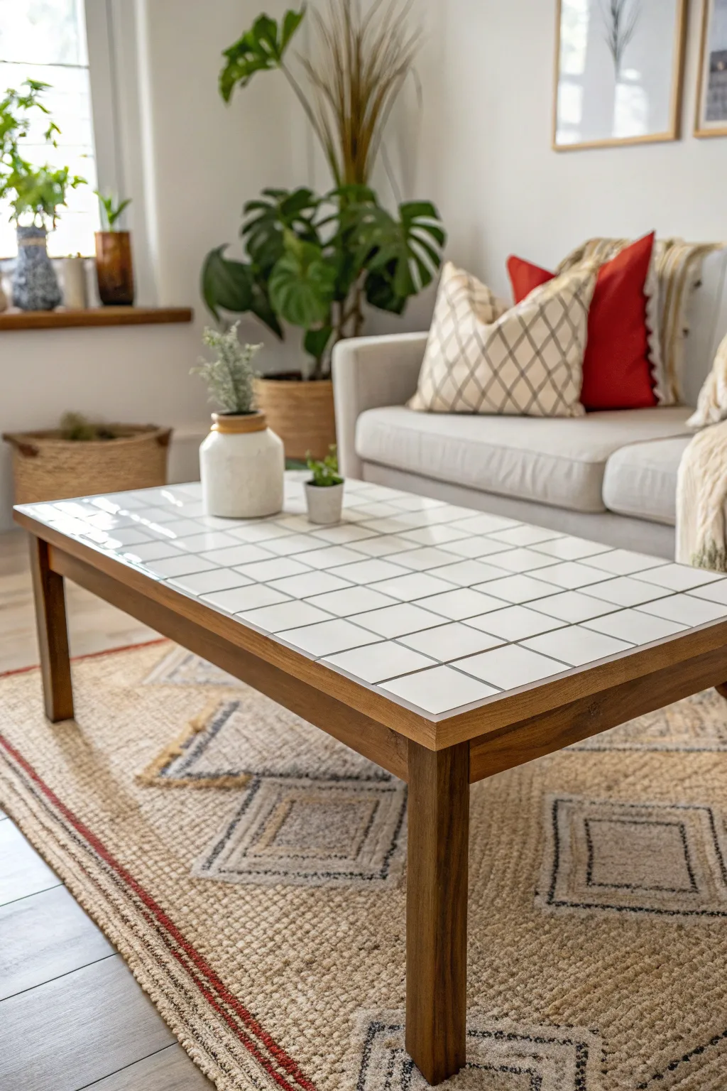 Elevate your coffee table with a chic tile top makeover—where minimalism meets bold beauty.