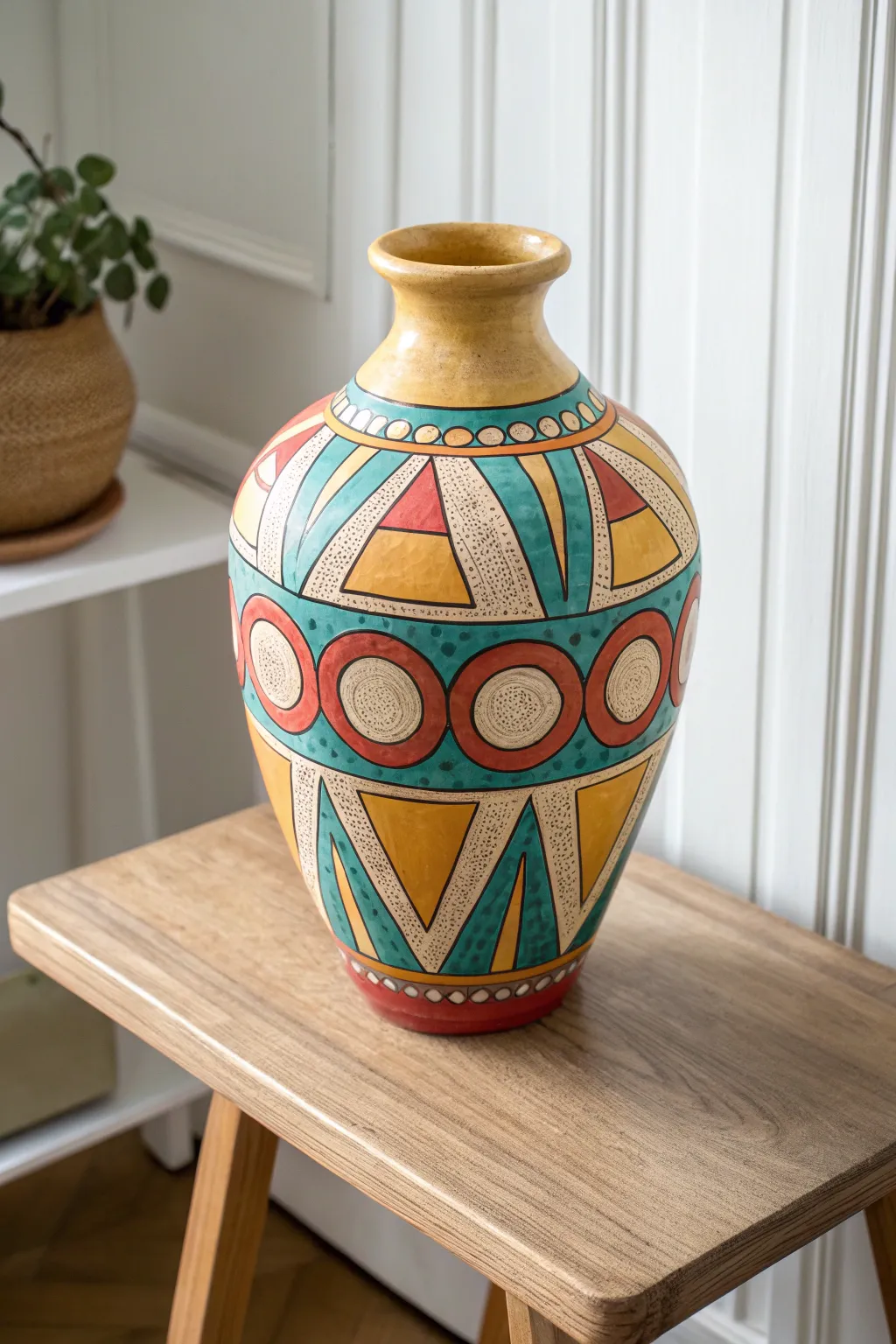 Bring a splash of retro charm to your space with bold geometric patterns that blend vintage allure with modern simplicity.