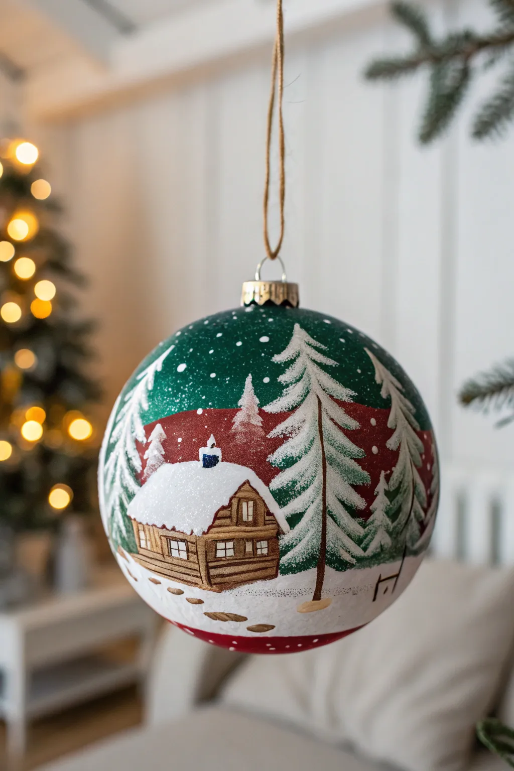 Transform your Christmas tree into a serene winter escape with hand-painted forest scenes on delicate ornaments.