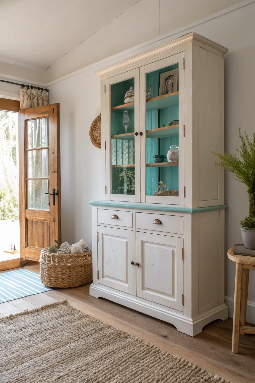 Discover the surprise pop of color inside this minimalist hutch!