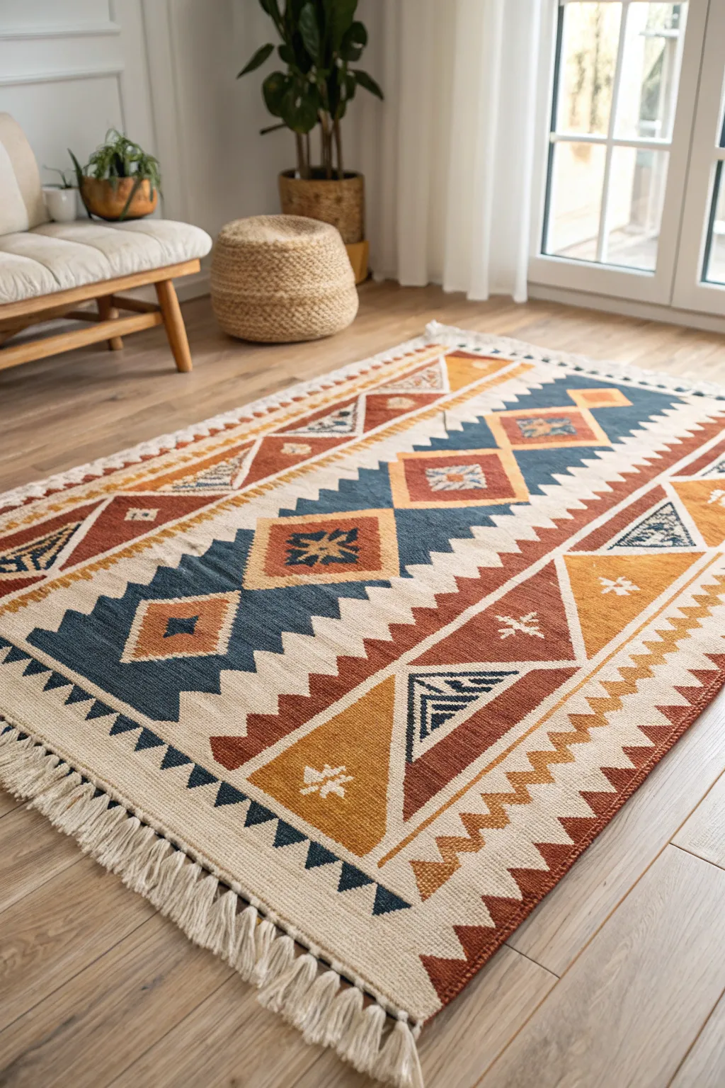 Transform your space with a touch of artistry—paint your own unique rug design with bold colors and simple elegance.