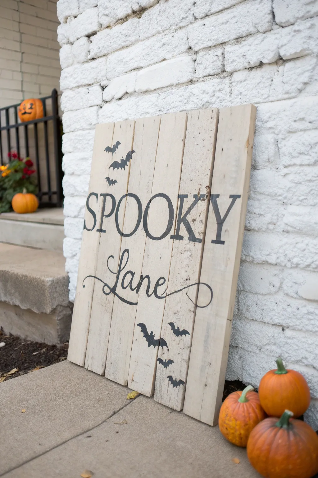 Capture the spirit of the season with a chic 'Spooky Lane' sign, where minimalist design meets Halloween charm.