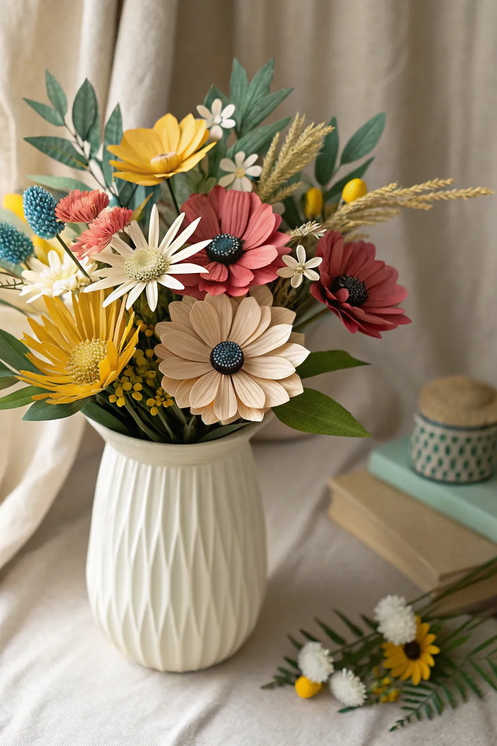 Embrace the charm of bohemian blooms with this stunning paper bouquet, bringing a touch of nature's artistry into your minimalist space.