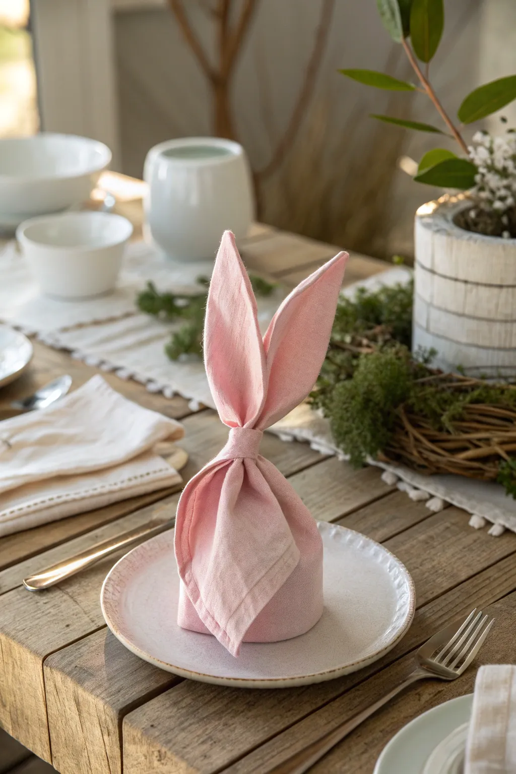 Bring a playful touch to your Easter brunch with this charming bunny napkin fold!