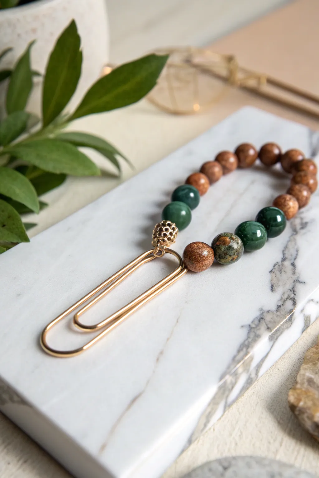 Elevate your workspace with a touch of boho-chic elegance. 🌿✨ Discover the art of crafting sophisticated bead clips for a unique and natural vibe. #MinimalistCrafts #ScandinavianStyle