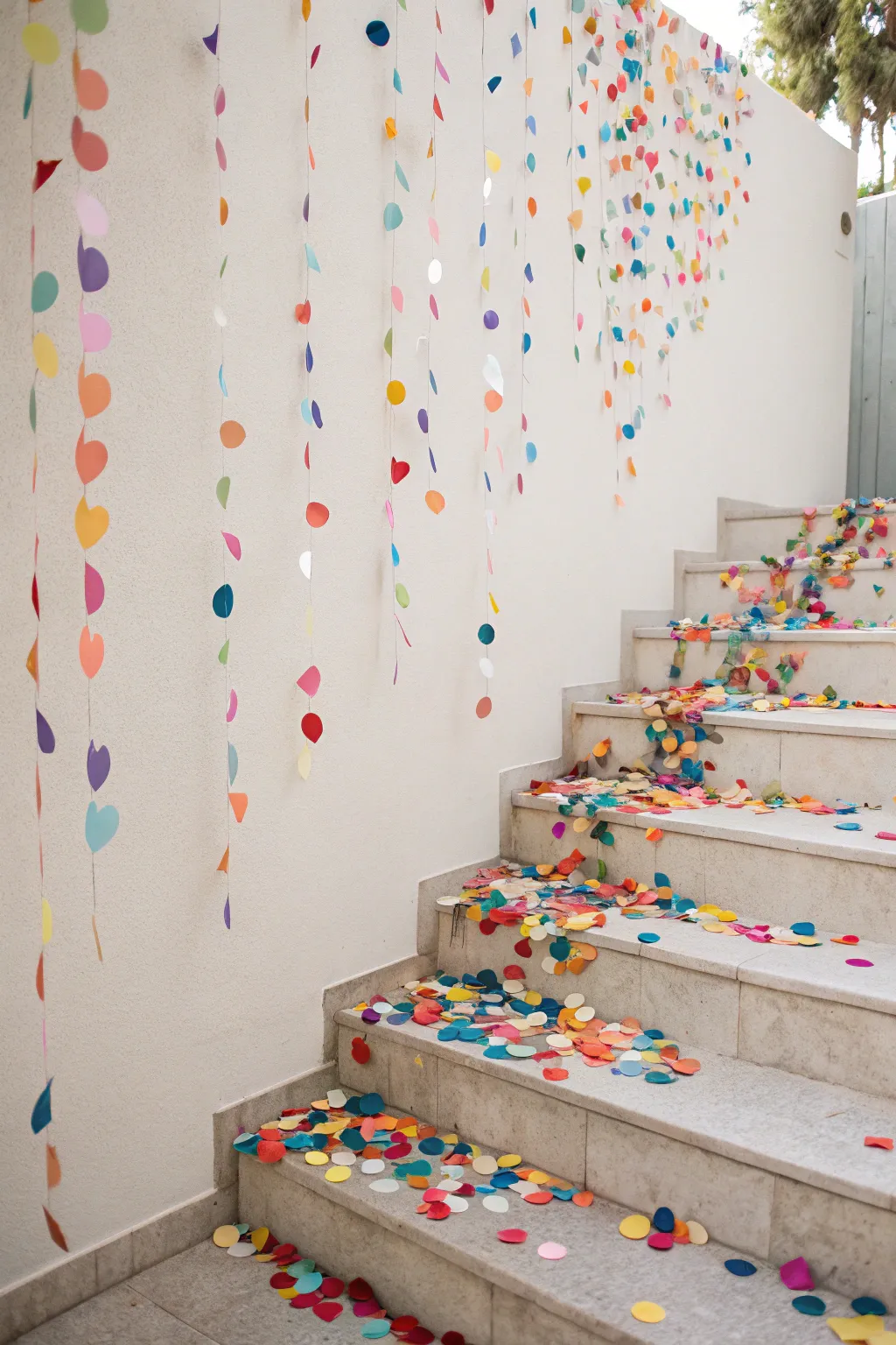 Confetti Chaos: A burst of color meets minimalist elegance for the perfect party photo backdrop!