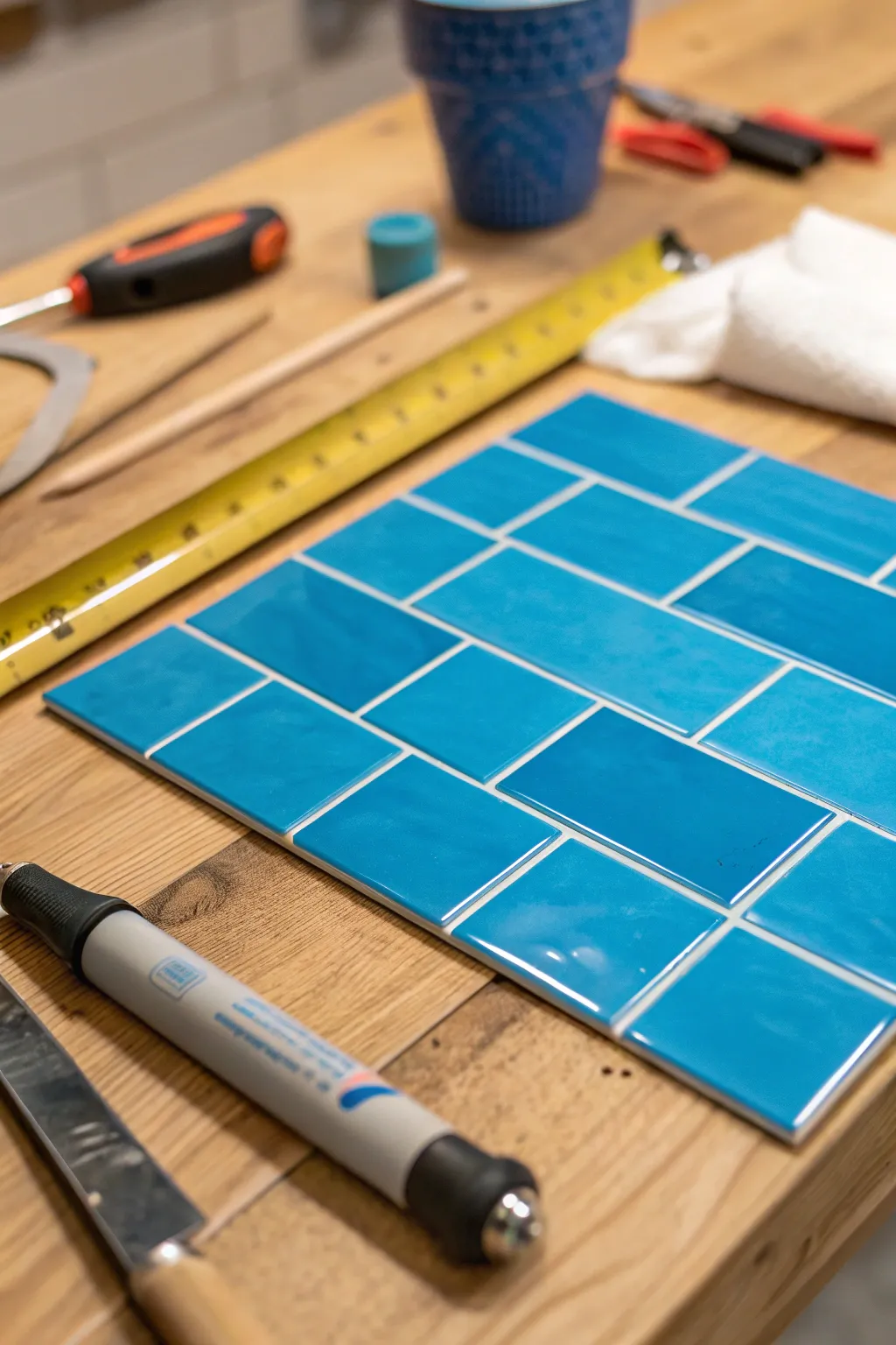 Transform any space with bold, bright blue tiles - where craftsmanship meets color.