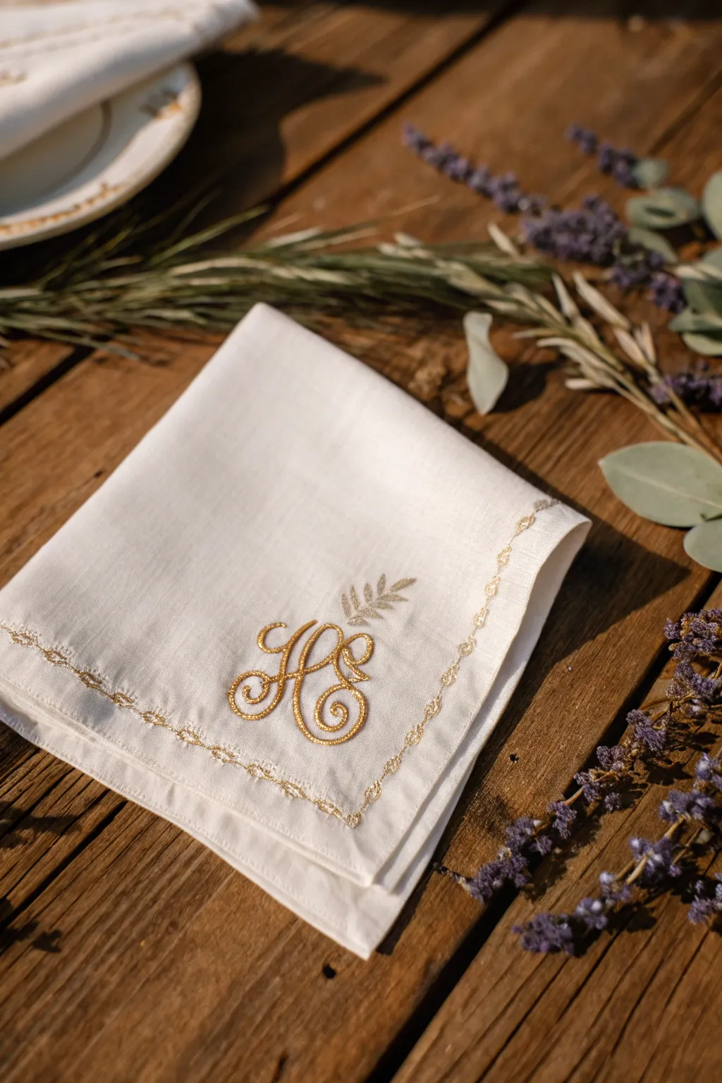 Elegance in every detail: Monogrammed handkerchiefs bring timeless beauty to your celebration.