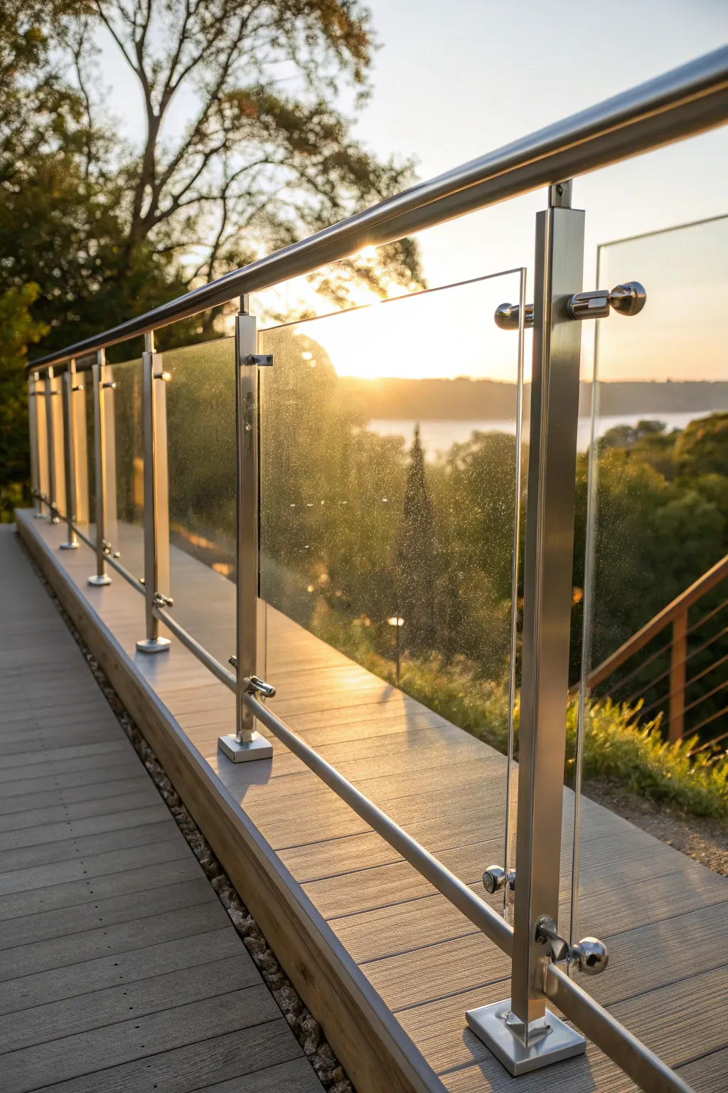 Eco-Friendly Elegance: Sustainable style meets modern design with recycled plexiglass railings.