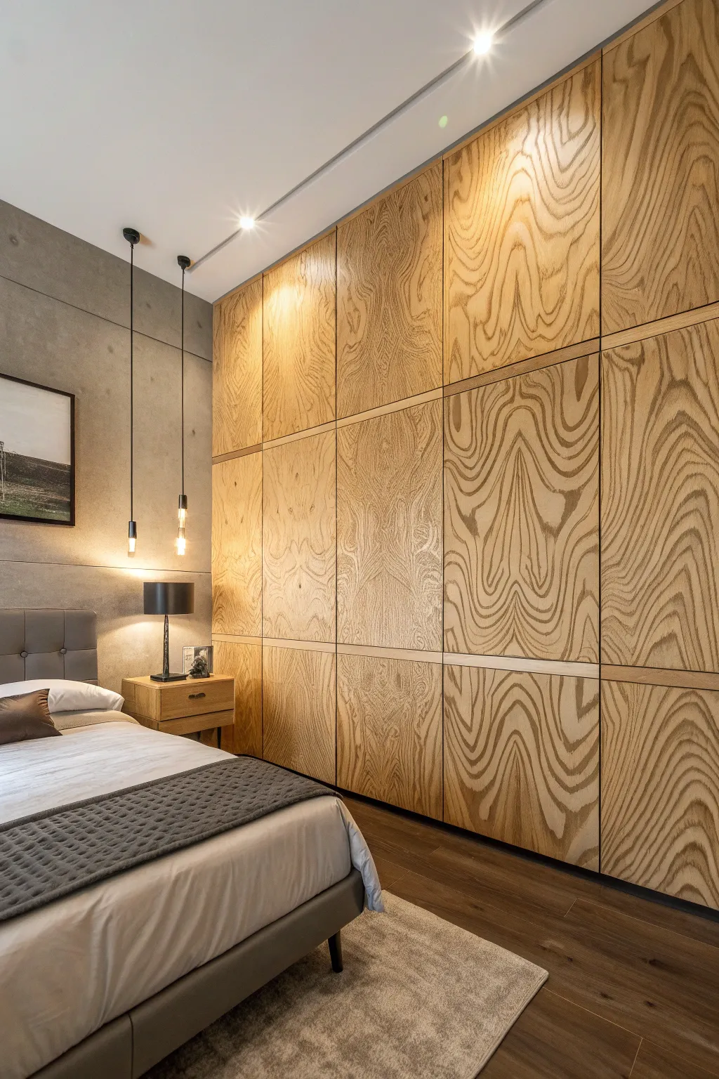 Transform your space with the timeless elegance of a plywood feature wall.