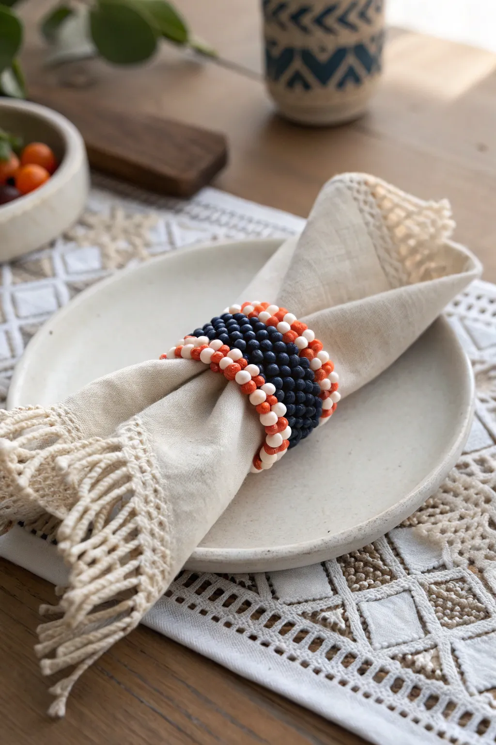 Elevate your table setting with these charming pony bead napkin rings—where Scandinavian minimalism meets boho flair!