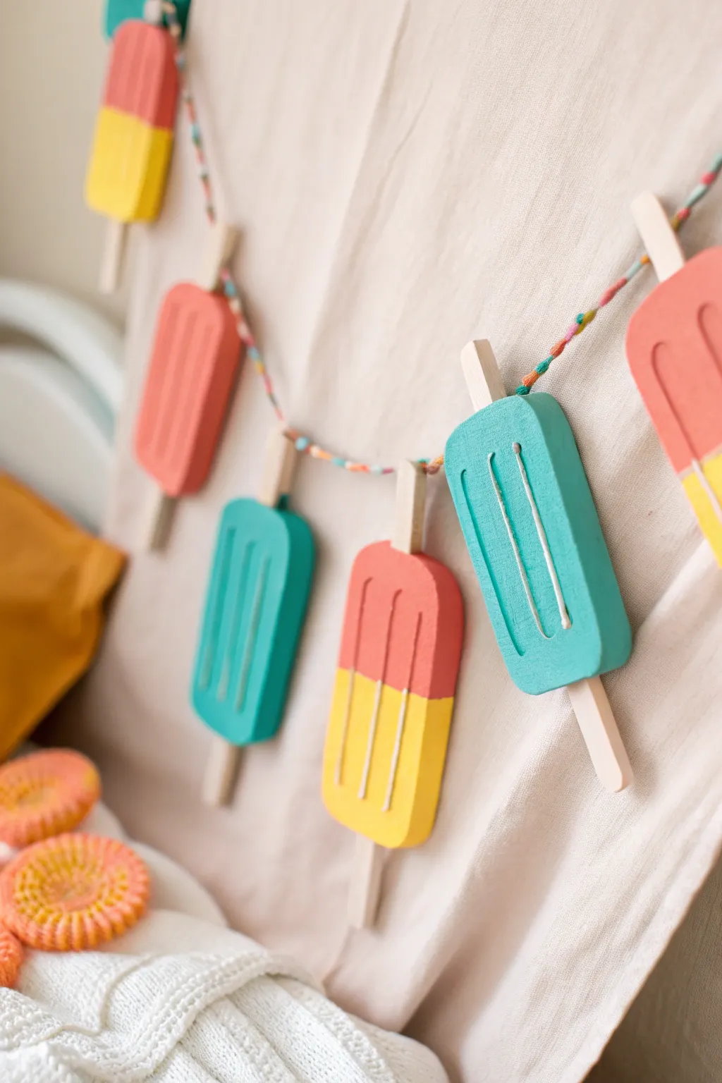 Add a splash of summer fun with a vibrant popsicle garland—perfect for your next backyard party!
