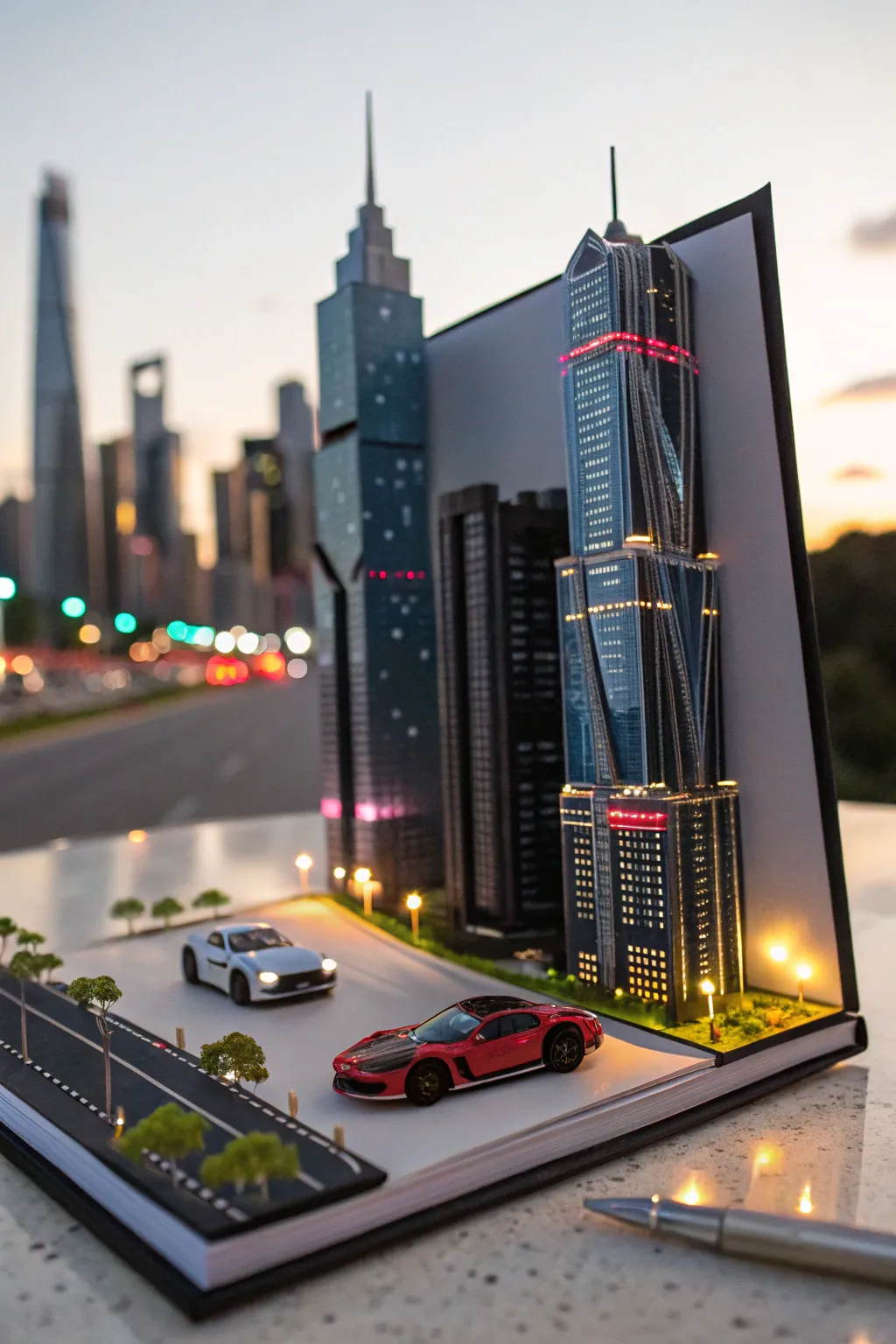 Journey to the future with this mesmerizing pop-up cityscape. 🚗🏙️✨ #FuturisticDesign #PopUpArt