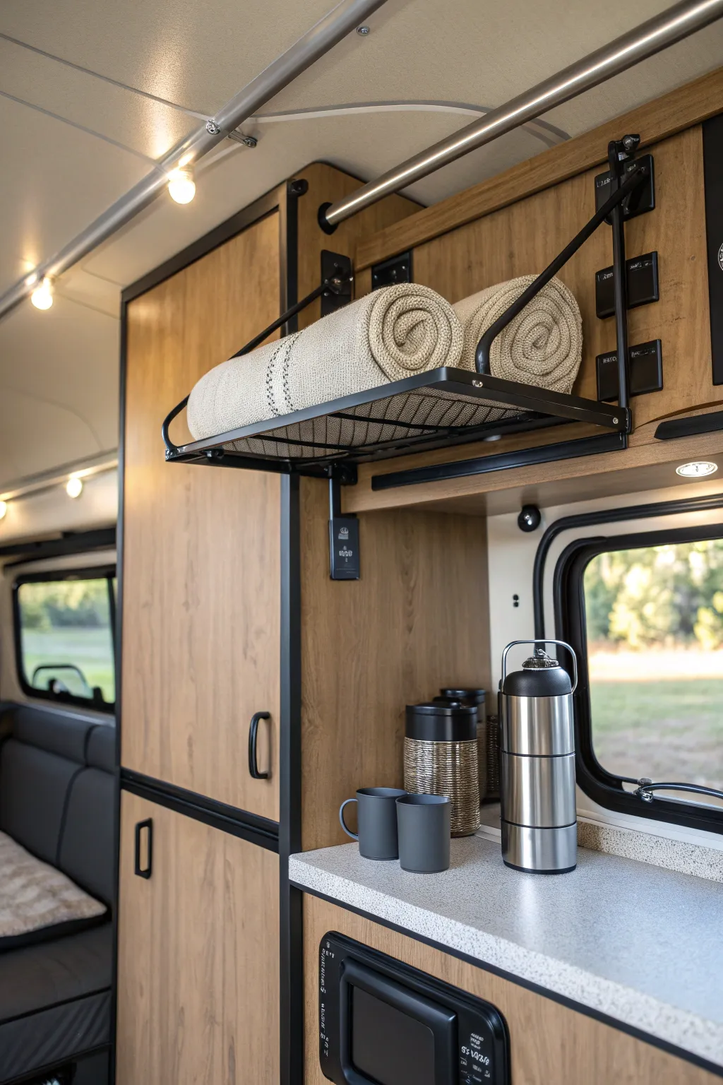 Elevate your camper's style and functionality with easy DIY tension rod shelves!