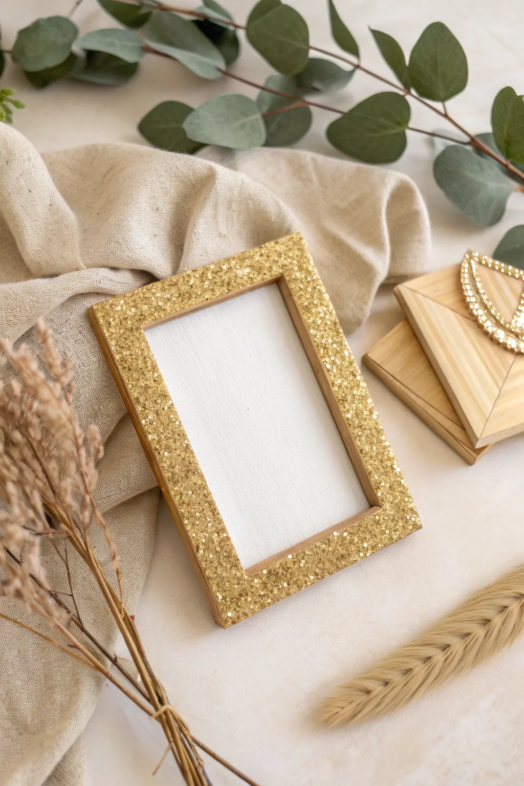 Add a touch of festive sparkle with this chic glitter frame, perfect for the holiday season!