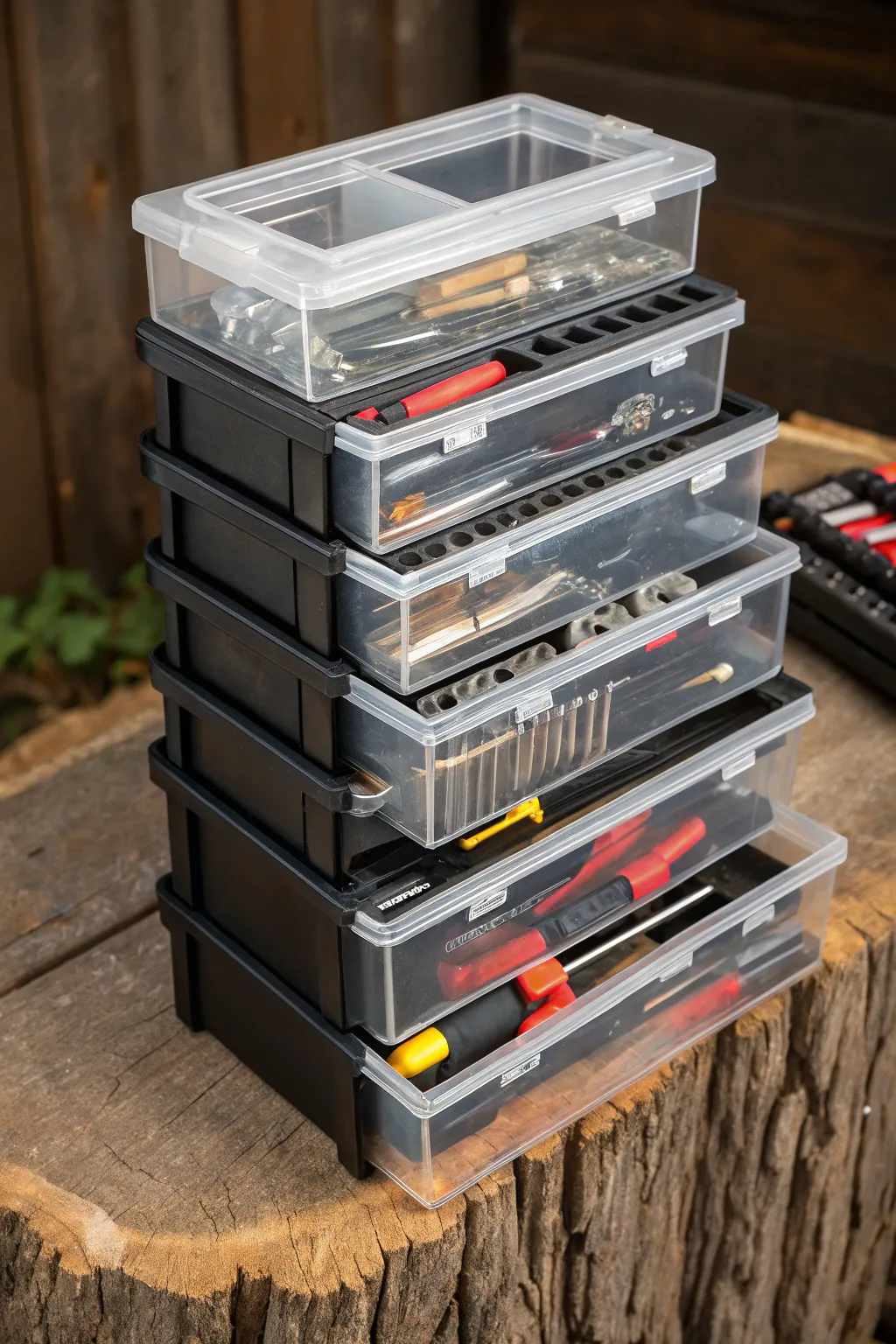 Elevate your tool organization with versatile stackable boxes that showcase your craftsmanship.