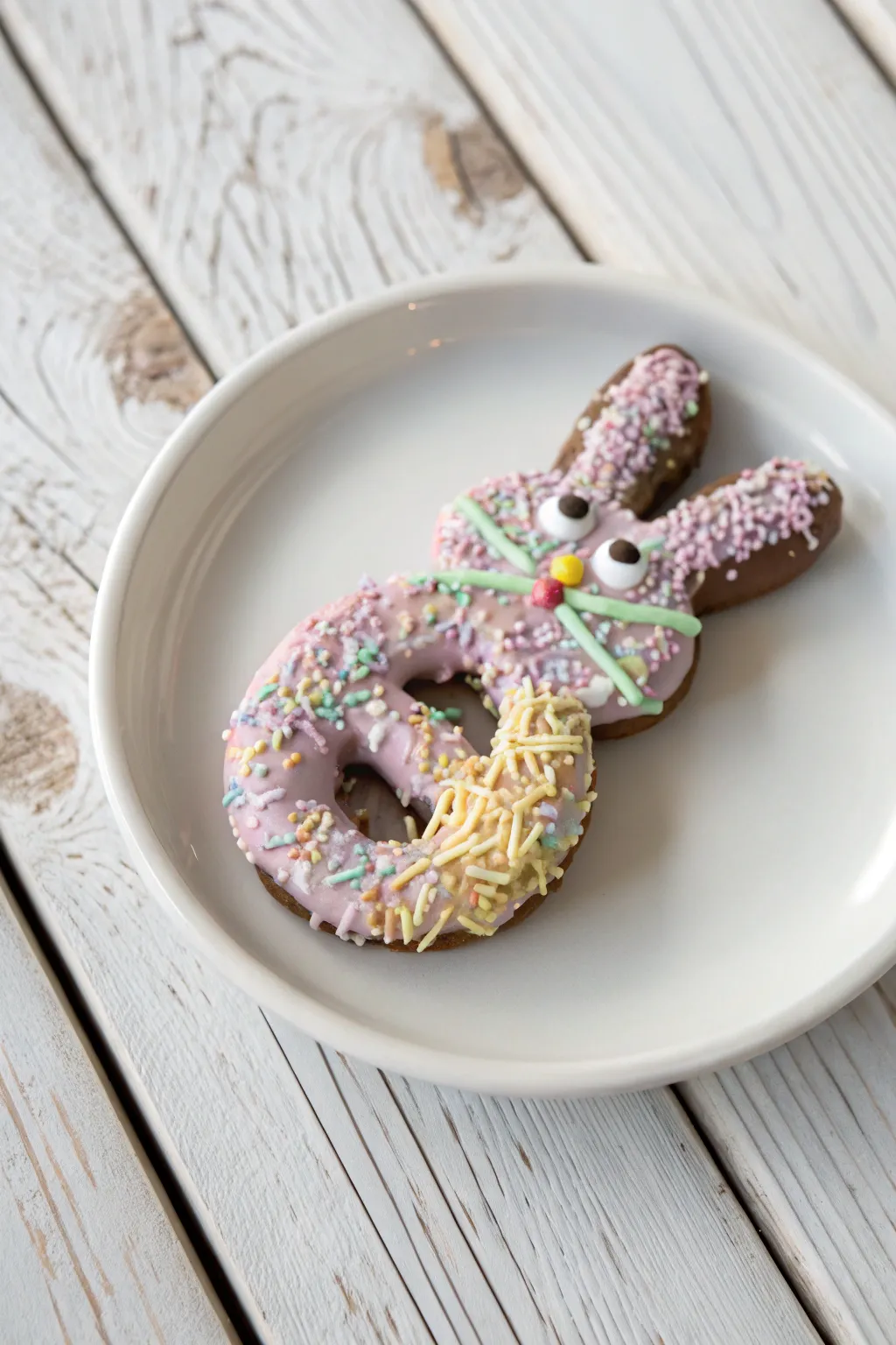 Delight in the charm of these pastel-sprinkled pretzel bunnies, where simplicity meets playful elegance.