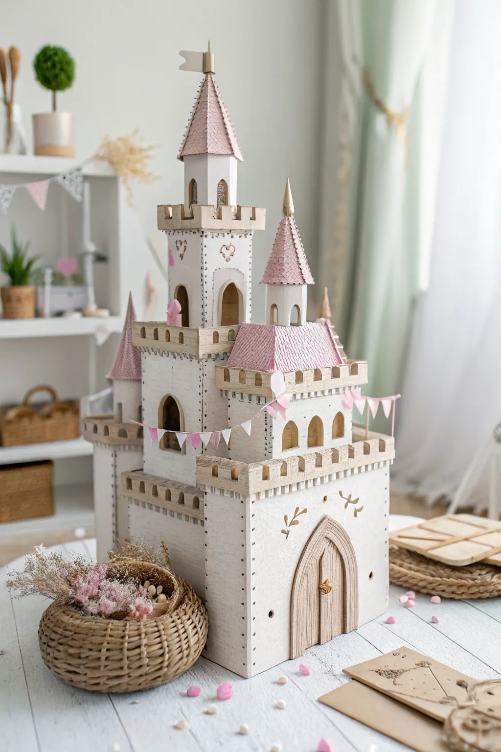 Unleash your inner princess with a handcrafted cardboard castle, where imagination meets Scandinavian charm.