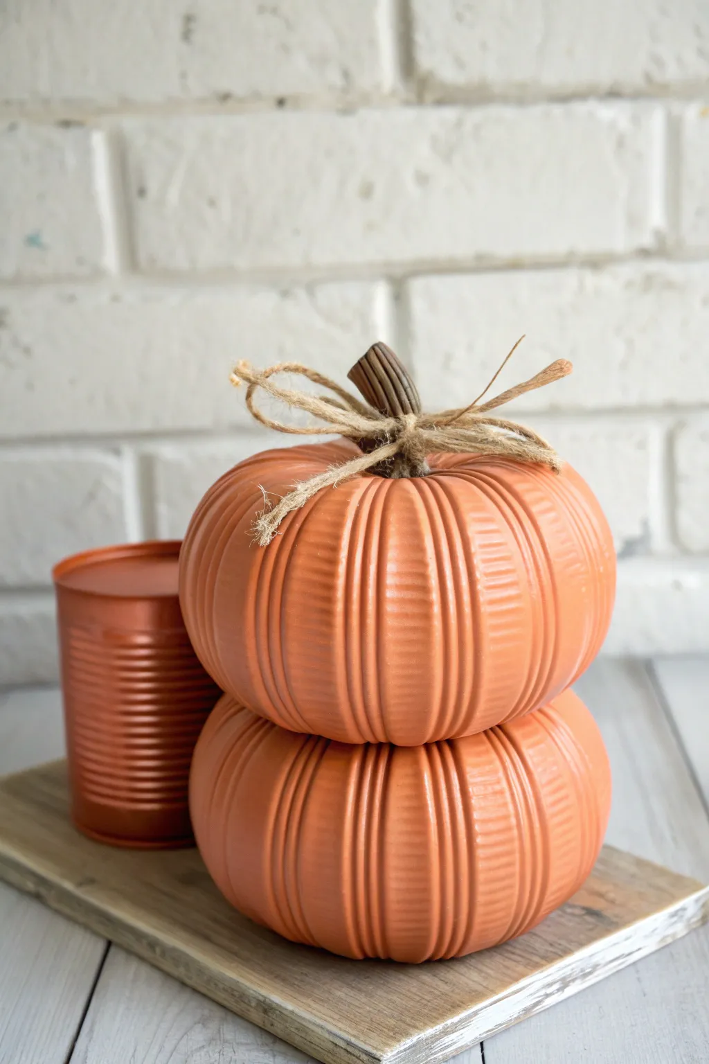 Transform tin cans into charming pumpkins with a touch of minimalist boho elegance. 🎃✨ #DIYDecor #ScandiBoho