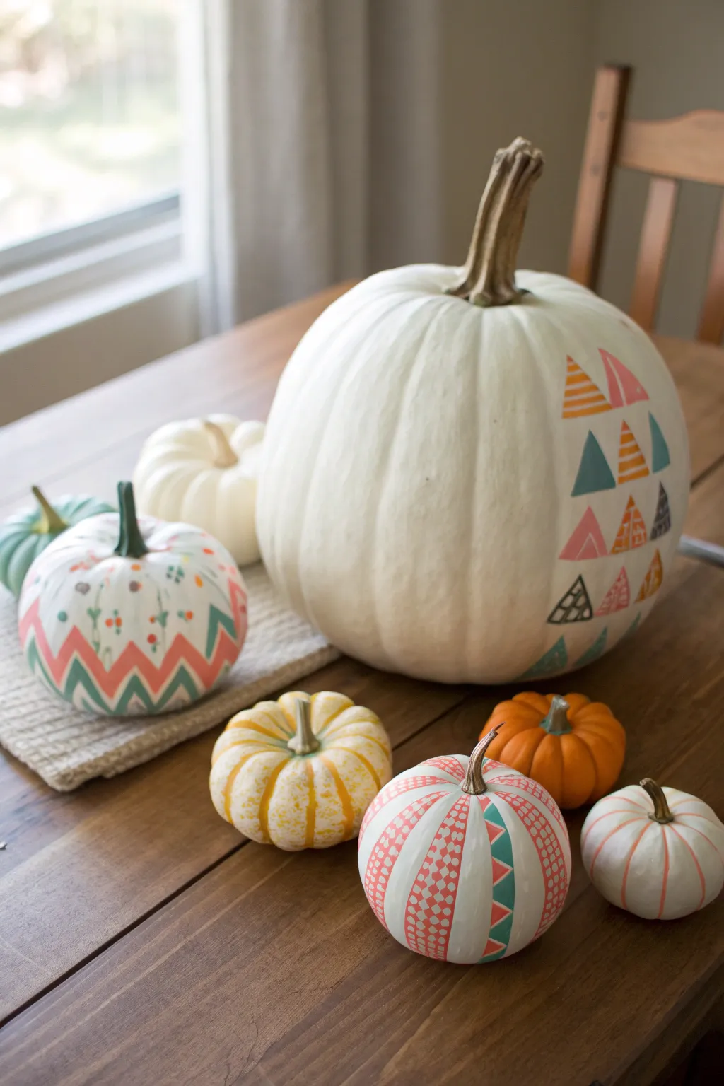 Create a cozy family of pumpkins with unique personalities, perfect for your autumn centerpiece!