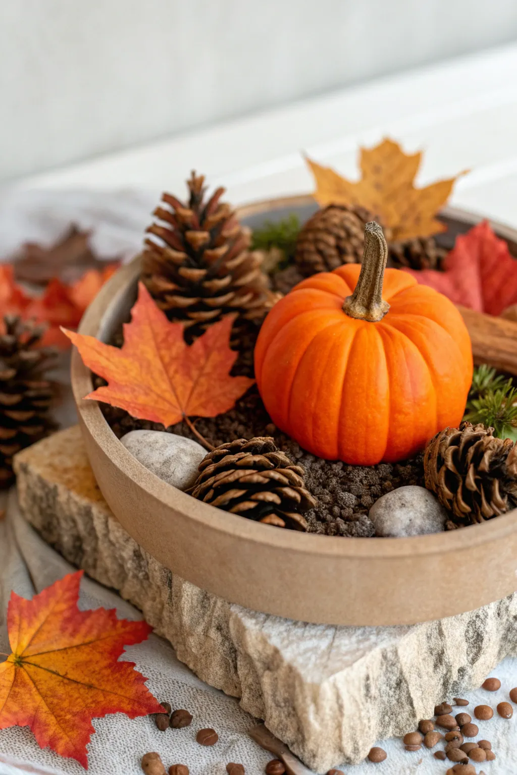 Discover the beauty in simplicity with this tactile sensory bin, where nature's textures bring a touch of autumn indoors. 🍂🎃