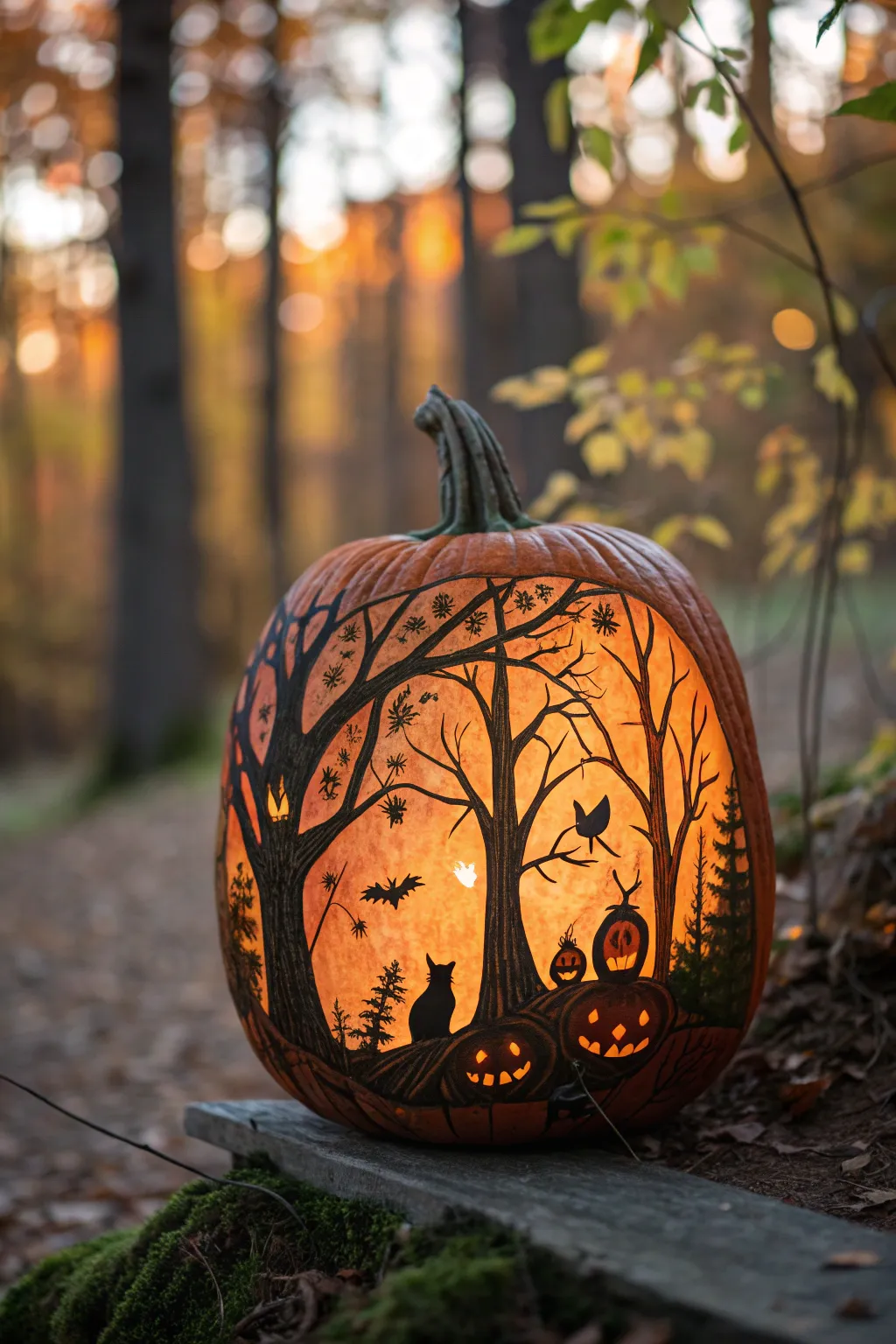 Explore the magic of the forest with every carve—an autumnal masterpiece awaits!