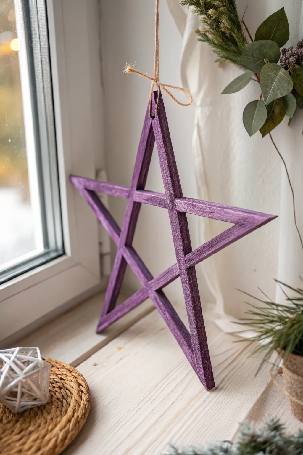 Elevate your decor with a touch of handcrafted elegance: Purple Craft Stick Stars.