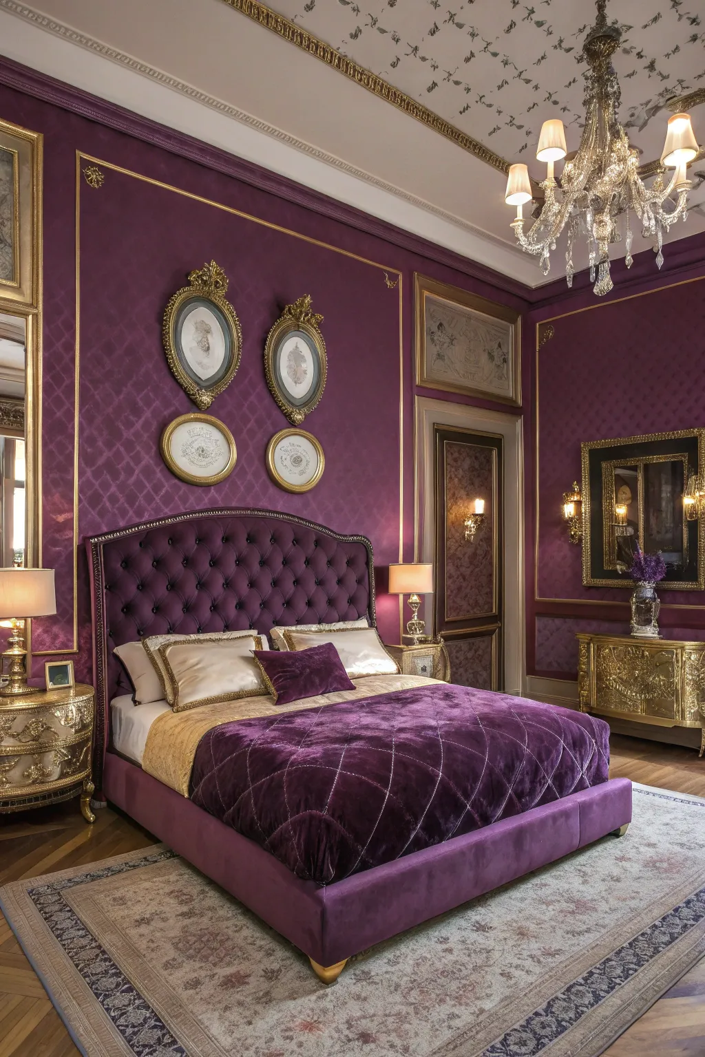 A jewel-toned accent wall adds opulence and depth.