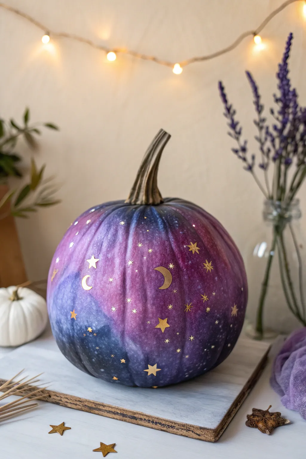 Transform your pumpkin into a cosmic masterpiece with enchanting galaxy swirls. ✨