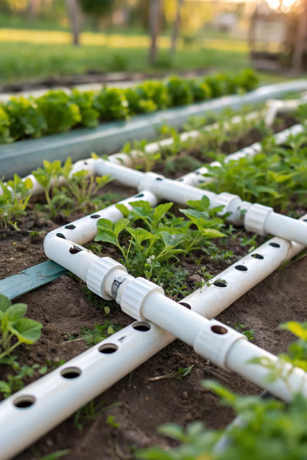 Elevate your garden with a handcrafted PVC drip irrigation system, where precision meets nature.