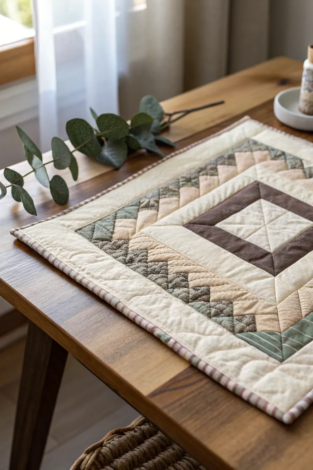 Experience the timeless elegance of the Log Cabin quilt block, where simplicity meets craftsmanship in a dance of light and dark.